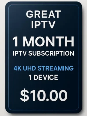 Premium 1-Month IPTV Subscription: 23,000+ Live Channels & 150,000+ VOD in 4K - Only !